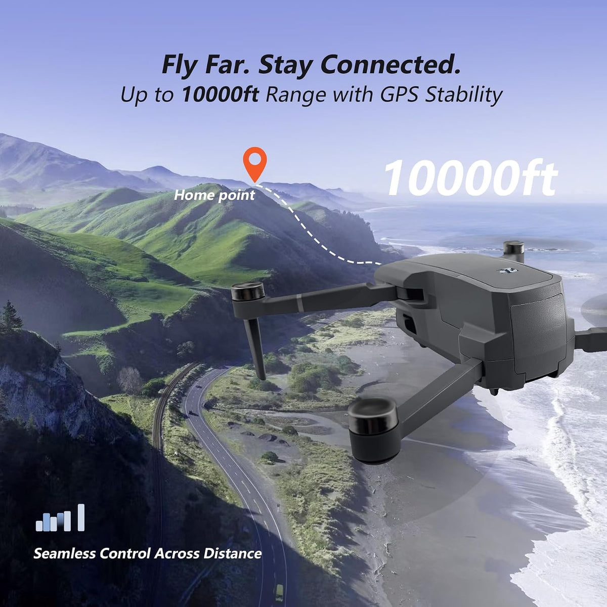 3-Axis Gimbal GPS Drone with 4K Camera Drone, 10000FT Range, 90Min Flight Time with 3 Batteries, 4.5" HD Screen Remote, Auto Return, Follow Me, Brushless Motor, 5G FPV, Foldable RC Quadcopter for Beginners - under 249G