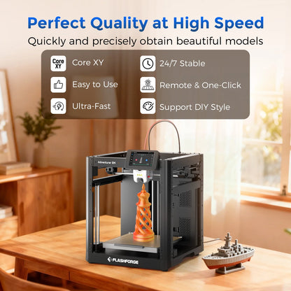 Adventurer 5M 3D Printer, Fully Auto Leveling & 600Mm/S High Speed Printing, Black